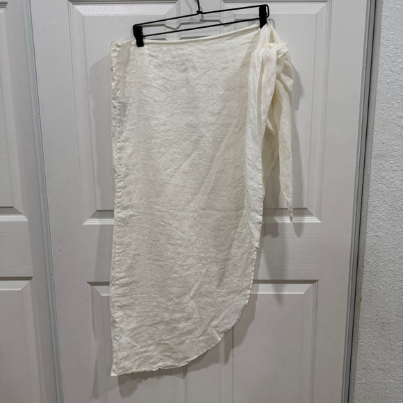 Zara Home Linen Blend Sarong Skirt Asymmetric Hem Small Medium Cream - Picture 1 of 7